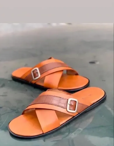 Sandales soft Tchin ST Marron clair avec bande  et boucle simple