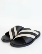 Sandales soft Tchin ST Noir et blanc double bandes