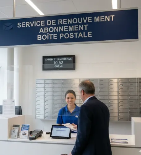 Service de renouvellement abonnement boite postale professionnelle