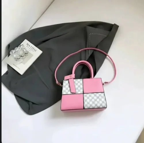 Sac Cabas Damier Rose & Blanc