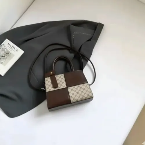 Sac Cabas Bi-Matière Marron profond Bi-colore