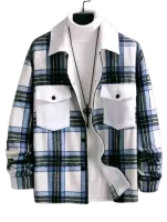 Veste à carreaux bleu et blanc