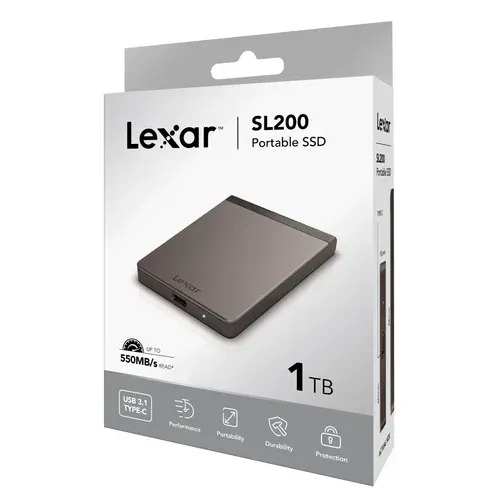 Disque Dur 1 Tera SSD Externe Portable Lexar SL200 USB 3.1 Type C