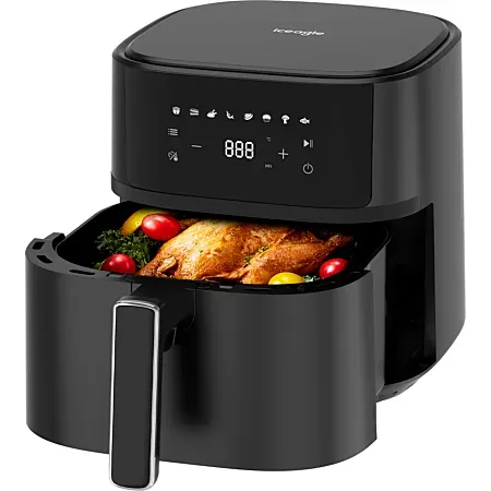 Iceagle Friteuse sans Huile XL 6,5L, Air Fryer 1700W, 8 Programmes, Affichage LED, Recettes